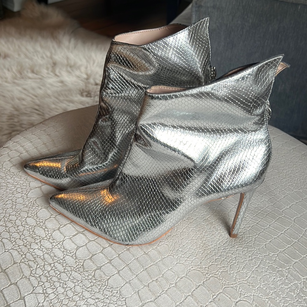Aqua silver metallic boots